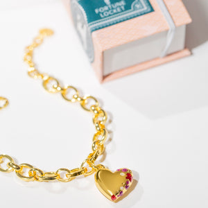 Jeweled Heart Bracelet - Gold